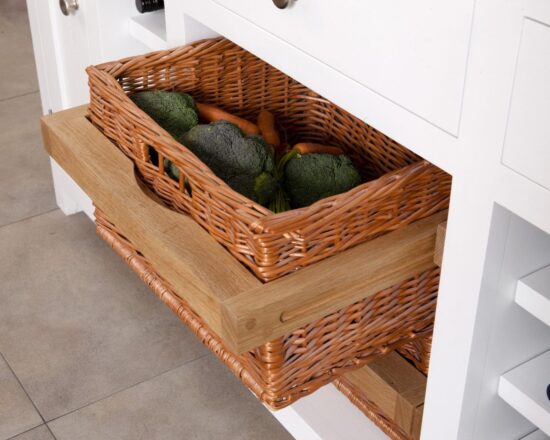 Wicker basket on Oak runners