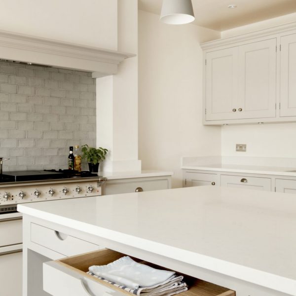 Barnes Shaker Kitchen Island Quartz Worktop and Painted island drawer Barnes Shaker Kitchen Island Quartz Worktop and Painted island drawer