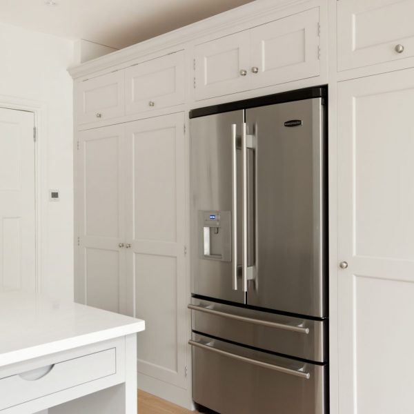 Barnes Shaker Kitchen Large Fridge Freezer housed between larders Barnes Shaker Kitchen Large Fridge Freezer housed between larders