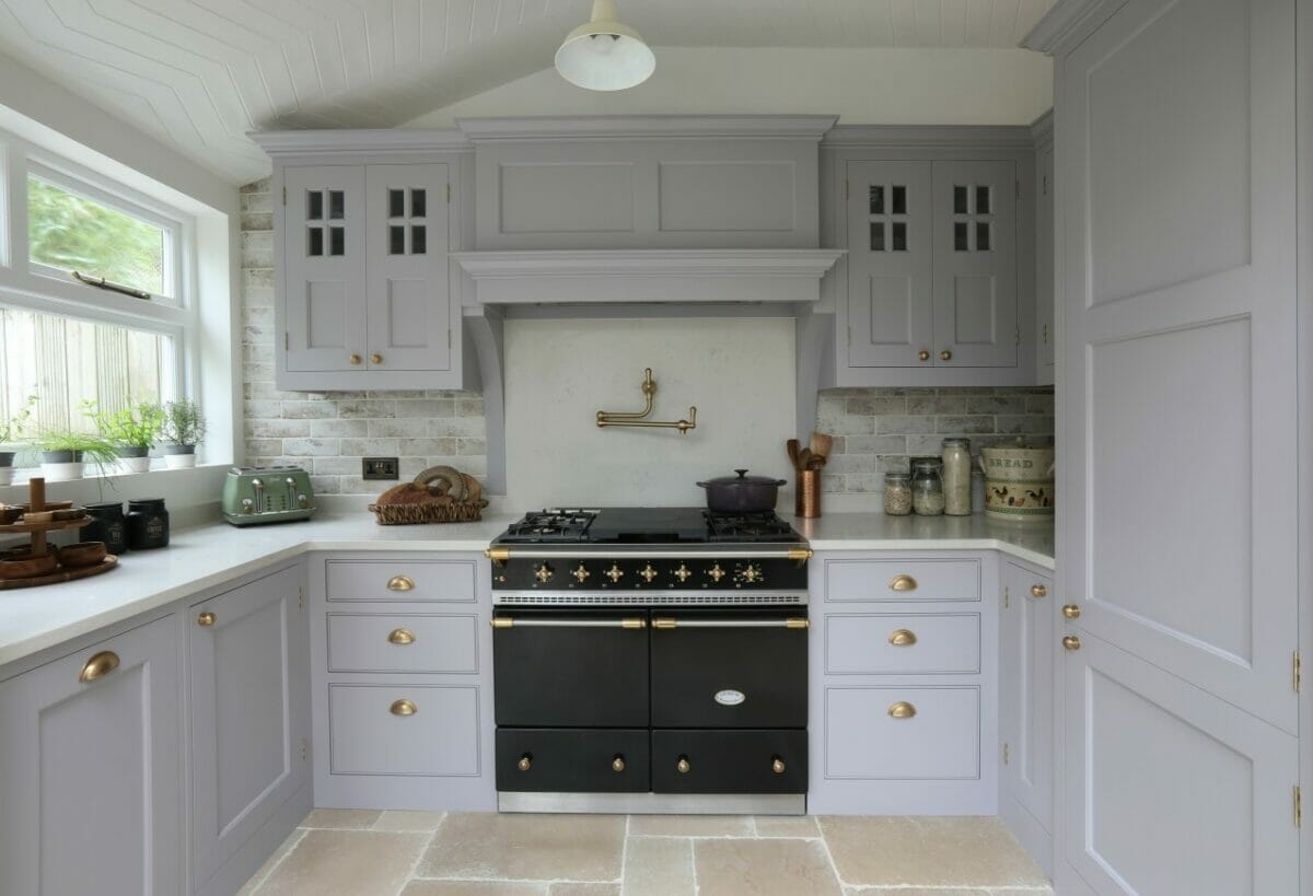 Muswell Hill painted shaker kitchen Lacanche range cooker and canopy.